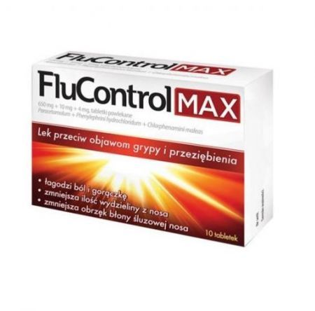 FluControl Max, tabletki powlekane, 10 szt. + Bez recepty | Przeziębienie i grypa | Preparaty wieloskładnikowe ++ Aflofarm