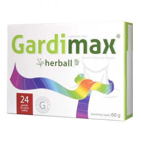 Gardimax Herball, pastylki do ssania, 24 szt + Bez recepty | Przeciwbólowe | Ból gardła ++ Tactica Pharmaceuticals