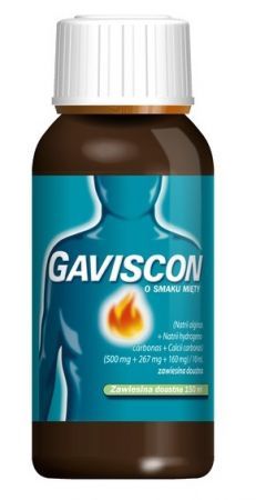 Gaviscon o smaku mięty, zawiesina doustna, 150 ml + Bez recepty | Przewód pokarmowy i trawienie | Nadkwaśność i zgaga ++ Reckitt Benckiser