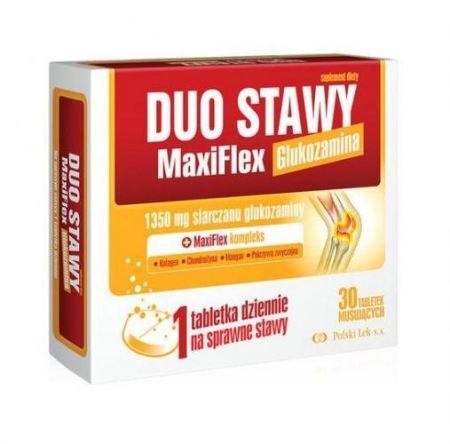 Glukozamina Duo Stawy MaxiFlex, tabletki musujące, 30 szt. + Bez recepty | Kości, stawy, mięśnie | Regeneracja chrząstki stawowej ++ Polski Lek