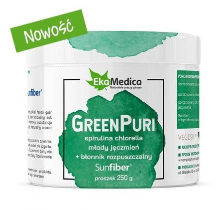 GreenPuri, proszek, 250 g EkaMedica + Bez recepty | Odchudzanie i oczyszczanie organizmu | Błonnik ++ Jaro-Pol Ekamedica