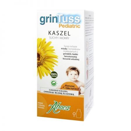GrinTuss Pediatric, syrop na kaszel suchy i mokry, 128 g + Bez recepty | Przeziębienie i grypa | Kaszel ++ Aboca
