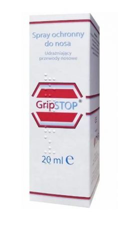 Grip Stop, ochronny spray do nosa, 20 ml + Bez recepty | Przeziębienie i grypa | Katar i zapalenie zatok ++ Vitamed