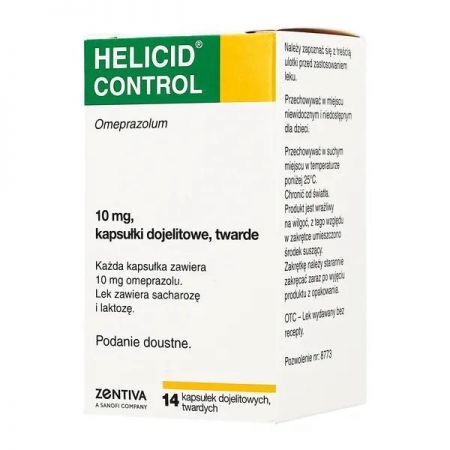 Helicid Control, 10 mg kapsułki dojelitowe twarde, 14 szt. + Bez recepty | Przewód pokarmowy i trawienie | Nadkwaśność i zgaga ++ Zentiva