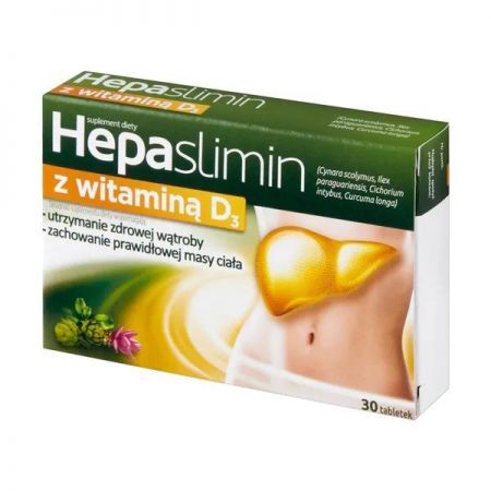 Hepaslimin z witaminą D3, tabletki powlekane, 30 szt. + Bez recepty | Przewód pokarmowy i trawienie | Regeneracja wątroby ++ Aflofarm