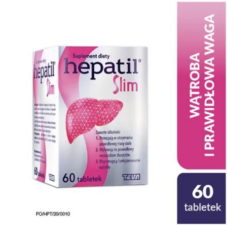 Hepatil Slim, tabletki, 60 szt. + Bez recepty | Odchudzanie i oczyszczanie organizmu | Wspomaganie odchudzania ++ Teva
