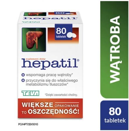 Hepatil, tabletki, 80 szt + Bez recepty | Przewód pokarmowy i trawienie | Regeneracja wątroby ++ Teva