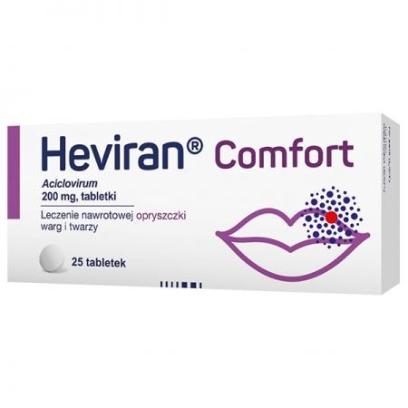 Heviran Comfort, 200 mg tabletki, 25 szt. + Kosmetyki i dermokosmetyki | Problemy skórne | Opryszczka i zajady ++ Polpharma