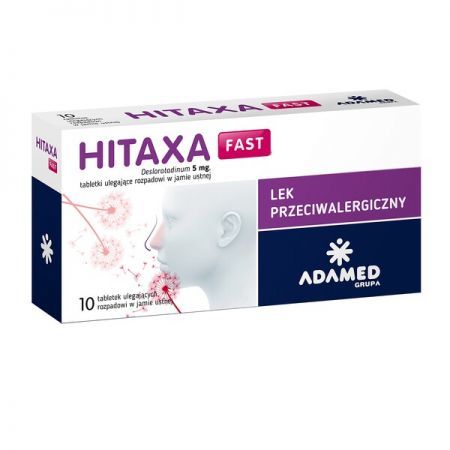Hitaxa Fast, 5 mg tabletki ulegające rozpadowi w jamie ustnej, 10 szt. + Bez recepty | Alergia | Leki na alergię ++ Adamed
