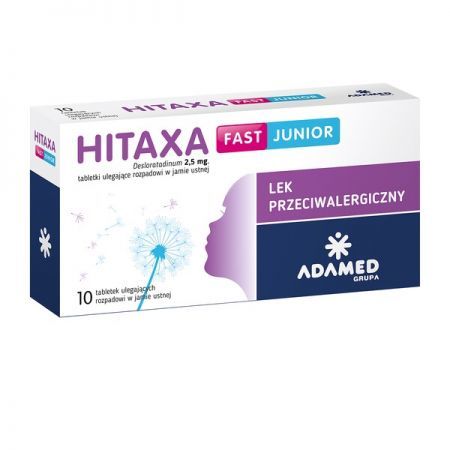 Hitaxa Fast Junior, 2,5 mg tabletki ulegające rozpadowi w jamie ustnej, 10 szt. + Bez recepty | Alergia | Leki na alergię ++ Adamed