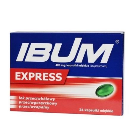 Ibum Express, 400 mg kapsułki miękkie, 24 szt + Bez recepty | Przeciwbólowe | Ból głowy i migrena ++ Hasco