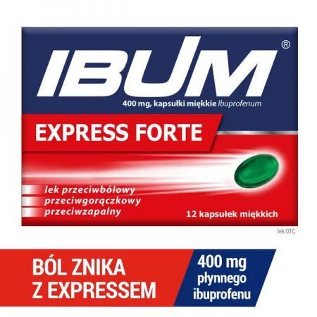Ibum Express Forte, 400 mg kapsułki miękkie, 12 szt. + Bez recepty | Przeciwbólowe | Ból głowy i migrena ++ Hasco