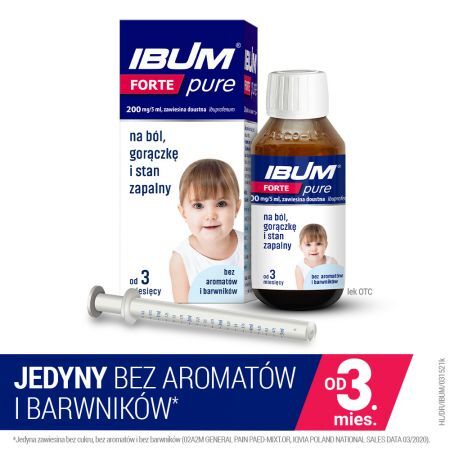 Ibum Forte Pure, 200 mg/5 ml zawiesina doustna od 3 miesiąca, 100 g + Bez recepty | Przeciwbólowe | Ból głowy i migrena ++ Hasco