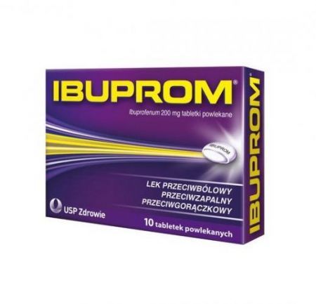 Ibuprom, 200 mg tabletki powlekane, 10 szt + Bez recepty | Przeciwbólowe | Ból głowy i migrena ++ Us Pharmacia