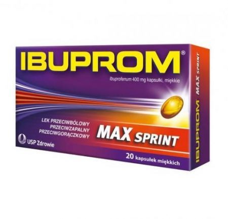 Ibuprom Max Sprint, 400 mg kapsułki miękkie, 20 szt + Bez recepty | Przeciwbólowe | Bóle reumatyczne ++ Us Pharmacia