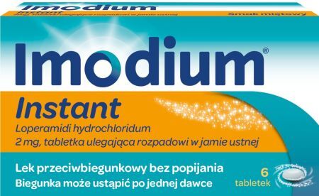 Imodium Instant, 2 mg tabletki ulegające rozpadowi w jamie ustnej, 6 szt. + Bez recepty | Przewód pokarmowy i trawienie | Biegunka ++ Johnson &amp; Johnson