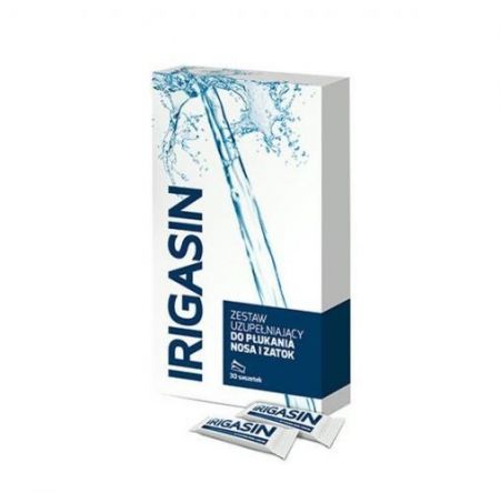Irigasin, zestaw uzupełniający do płukania nosa i zatok, 30 saszetek + Bez recepty | Przeziębienie i grypa | Katar i zapalenie zatok ++ Aflofarm