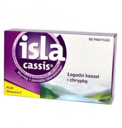 Isla-Cassis, pastylki do ssania, 60 szt. + Bez recepty | Przeziębienie i grypa | Ból gardła i chrypka ++ Salveo