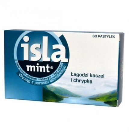 Isla-Mint, pastylki do ssania, 60 szt + Bez recepty | Przeziębienie i grypa | Ból gardła i chrypka ++ Salveo