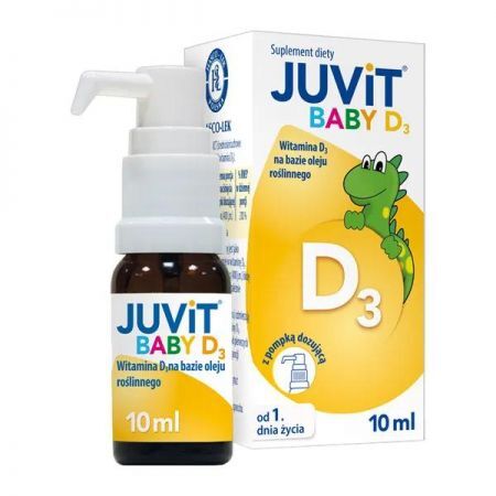 Juvit Baby D3, krople dla niemowląt, 10 ml + Bez recepty | Witaminy i minerały | Witamina D ++ Hasco
