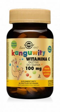 Kanguwity Witamina C, 100 mg pastylki do ssania, 90 szt. Solgar + Bez recepty | Witaminy i minerały | Dla dzieci ++ Solgar