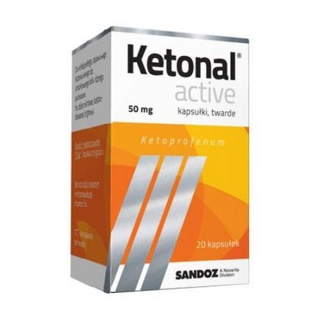Ketonal Active, 50 mg kapsułki twarde, 20 szt + Bez recepty | Przeciwbólowe | Ból głowy i migrena ++ Sandoz