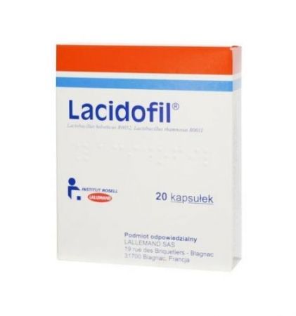 Lacidofil, kapsułki, 20 szt. + Bez recepty | Przewód pokarmowy i trawienie | Probiotyki ++ Lallemand Sas