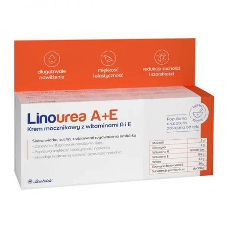 Linourea A+E, krem mocznikowy z witaminami A i E, 50 g + Kosmetyki i dermokosmetyki | Problemy skórne | Skóra sucha i atopowa ++ Ziołolek