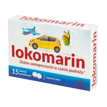 Lokomarin, tabletki powlekane, 15 szt. + Bez recepty | Przewód pokarmowy i trawienie | Choroba lokomocyjna ++ Colfarm