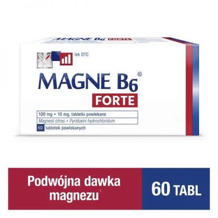 Magne B6 Forte, 100 mg+10 mg tabletki powlekane, 60 szt + Bez recepty | Witaminy i minerały | Magnez i potas ++ Sanofi Aventis