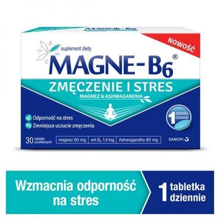 Magne-B6 Zmęczenie i Stres, tabletki, 30 szt. + Bez recepty | Witaminy i minerały | Magnez i potas ++ Sanofi Aventis
