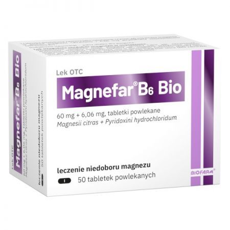 Magnefar B6 Bio, tabletki powlekane, 50 szt. + Bez recepty | Uspokajające i nasenne | Spokojny sen ++ Biofarm
