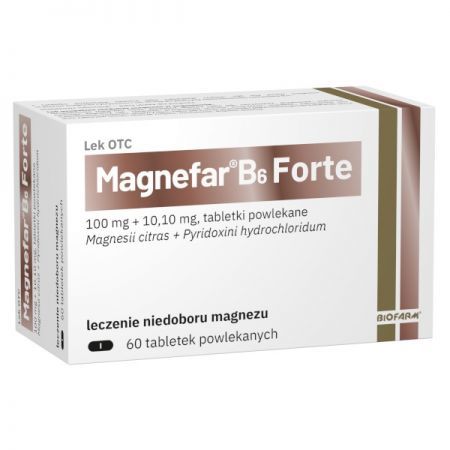Magnefar B6 Forte, tabletki powlekane, 60 szt. + Bez recepty | Uspokajające i nasenne | Spokojny sen ++ Biofarm