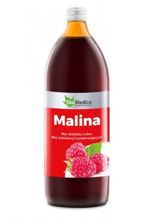 Malina, sok 100%, 1000 ml EkaMedica + Bez recepty | Witaminy i minerały | Witamina C ++ Jaro-Pol Ekamedica