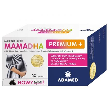 MamaDHA Premium+, kapsułki, 60 szt + Bez recepty | Witaminy i minerały | W ciąży i podczas karmienia ++ Adamed