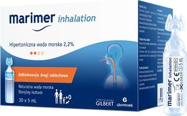 Marimer Inhalation, hipertoniczna woda morska, 5 ml x 30 ampułek + Bez recepty | Przeziębienie i grypa | Katar i zapalenie zatok ++ Glenmark Pharmaceuticals