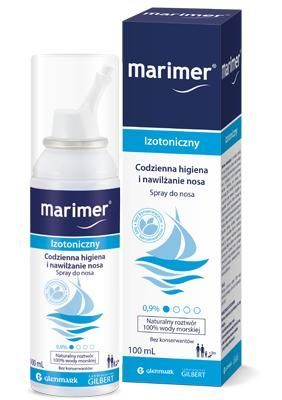Marimer Izotoniczny, roztwór wody morskiej spray do nosa, 100 ml + Bez recepty | Przeziębienie i grypa | Katar i zapalenie zatok ++ Glenmark