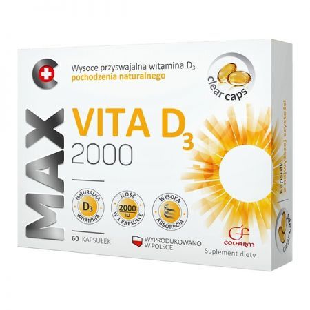 Max Vita D3 2000, kapsułki, 60 szt. + Bez recepty | Witaminy i minerały | Witamina D ++ Zakłady Farm. Colfarm