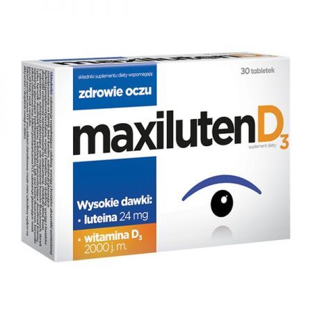 Maxiluten D3, tabletki, 30 szt. + Bez recepty | Oczy i wzrok | Witaminy na oczy ++ Aflofarm