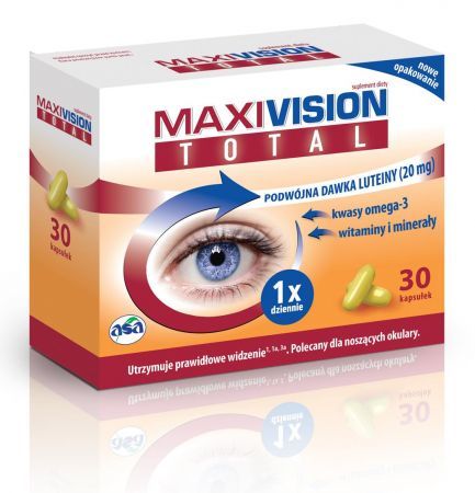 Maxivision Total, kapsułki, 30 szt. + Bez recepty | Oczy i wzrok | Witaminy na oczy ++ Asa