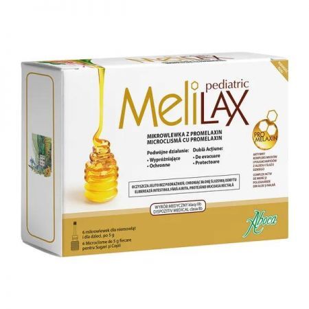 Melilax Pediatric, mikrowlewka doodbytnicza, 6 wlewek + Bez recepty | Przewód pokarmowy i trawienie | Zaparcia ++ Aboca