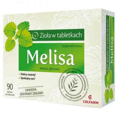 Melisa, tabletki powlekane, 90 szt. Colfarm + Bez recepty | Uspokajające i nasenne ++ Zakłady Farm. Colfarm