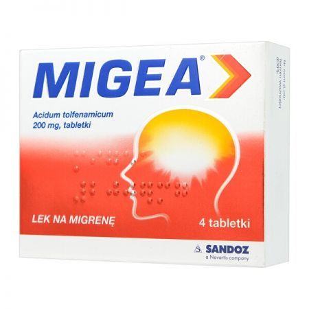 Migea, 200 mg tabletki, 4 szt. + Bez recepty | Przeciwbólowe | Ból głowy i migrena ++ Sandoz