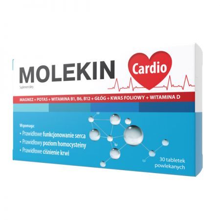 Molekin Cardio, tabletki powlekane, 30 szt. DATA WAŻNOŚCI 31.07.2022 + Bez recepty | Serce i krążenie | Wzmocnienie serca ++ Natur Produkt Zdrovit