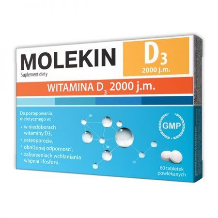 Molekin D3, 2000 j.m. tabletki powlekane, 60 szt + Bez recepty | Kości, stawy, mięśnie | Na mocne kości ++ Natur Produkt Zdrovit