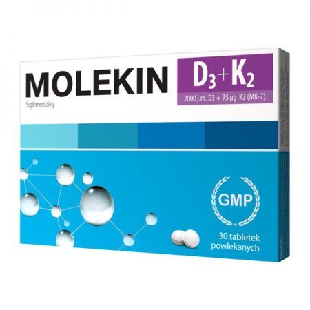 Molekin D3 + K2, tabletki powlekane, 30 szt. + Bez recepty | Kości, stawy, mięśnie | Na mocne kości ++ Natur Produkt Zdrovit