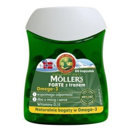 Mollers Forte z tranem, kapsułki, 60 szt. + Bez recepty | Odporność | Tran i olej z wątroby rekina ++ Orkla