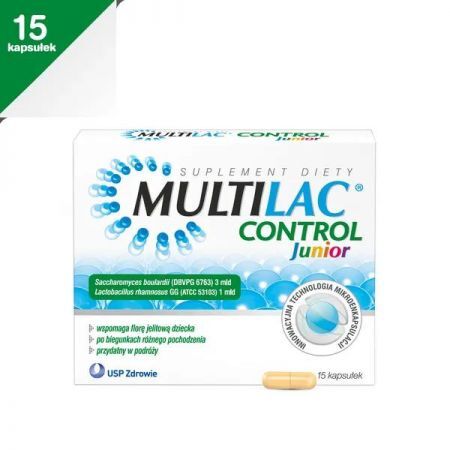 Multilac Control Junior, symbiotyk (probiotyk + prebiotyk) kapsułki, 15 szt. + Bez recepty | Przewód pokarmowy i trawienie | Probiotyki ++ Us Pharmacia