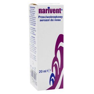 Narivent, przeciwobrzękowy aerozol do nosa, 20 ml + Bez recepty | Alergia | Preparaty do nosa i oczu ++ Dmg Drugs Minerals And Generics