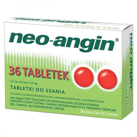 Neo-Angin, tabletki do ssania, 36 szt. + Bez recepty | Przeziębienie i grypa | Ból gardła i chrypka ++ Klosterfrau
